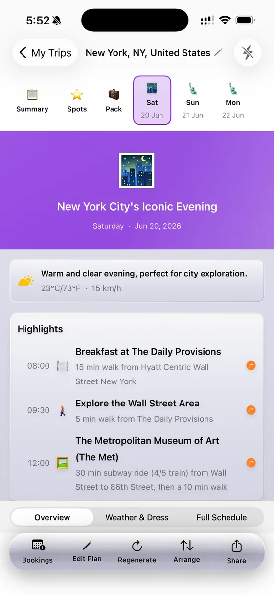Day 1 โ The Daily Provisions, the Wall Street area and The Met