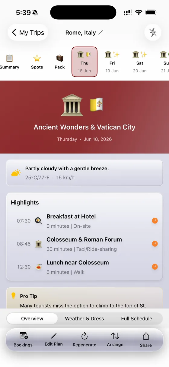 Day 1 — the Colosseum, Roman Forum and lunch nearby